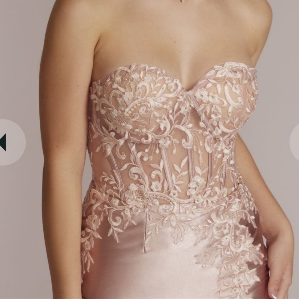 Strapless illusion lace corset a-line with slitSTYLE# WBM2854No rating value